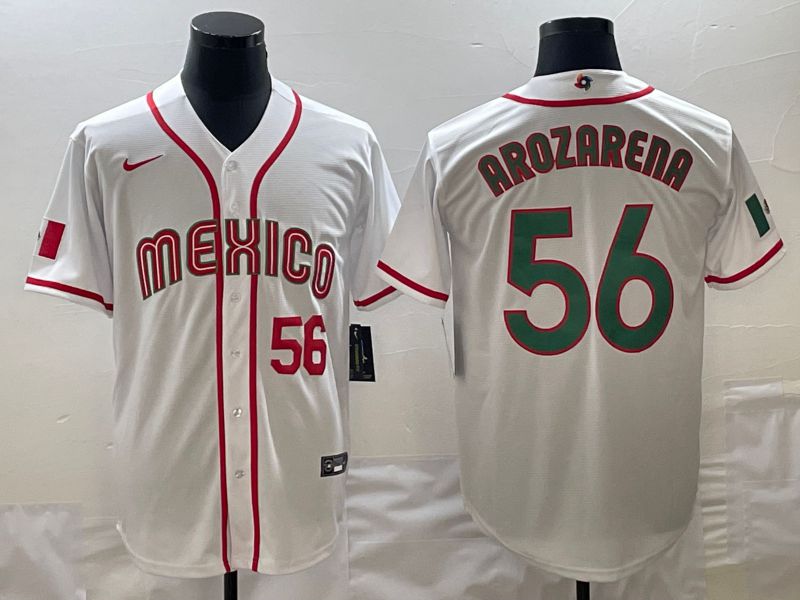 Men 2023 World Cub Mexico #56 Arozarena White green Nike MLB Jersey6->more jerseys->MLB Jersey